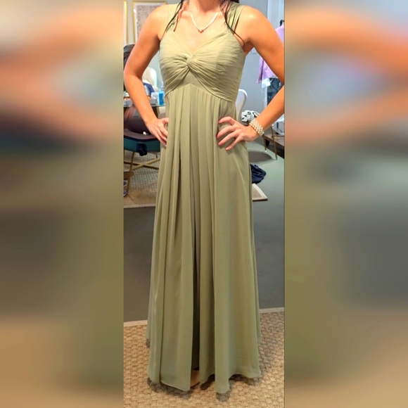 Azazie Kaitlynn Matcha Empire Ruched Chiffon Convertible Dress, Pistachio A8 - Picture 10 of 11